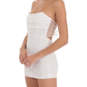 Lucy In The Sky Sequin Strapless Corset Dress White Bachelorette Bridal Shower